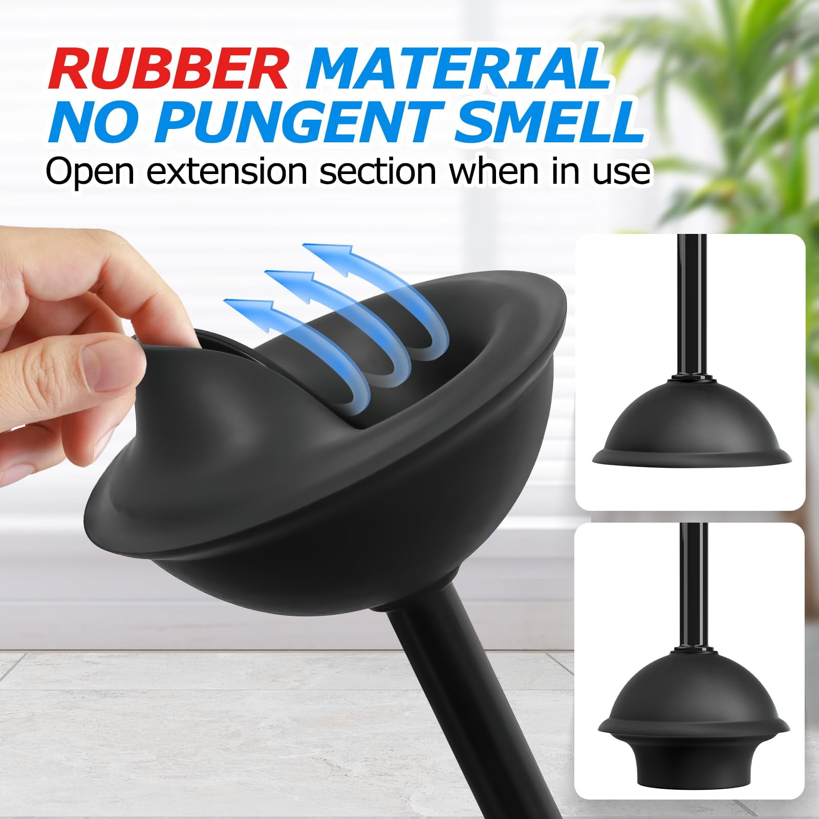 Toilet Brush and Plunger Set Black 2-Pack Bathroom Cleaning Tools
