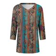 thumbnail image 5 of GEWSEY Boho Tops for Women 2025 3/4 Length Sleeve Tunic Tops Casual V Neck Shirts Basic Tees Business Work Blouses Fall Clothes (Dark Green, M), 5 of 5