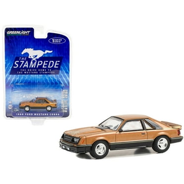 1980 Ford Mustang Cobra Dark Chamois Brown Metallic with Hood Graphic 1/64 Diecast Model Car by Greenlight