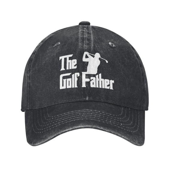 The Golf Father Funny Golfing Baseball Cap Vintage Soft Washed Denim,Golf Dad Hat Adjustable Trucker Hats for Men Women Unisex Adult,Black