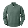 thumbnail image 2 of Bosfbaoi Men's Quarter Zip Ribbed Sweatshirts Stand Collar Kangaroo Pocket Long Sleeve Casual Pullover Tops, 2 of 7