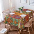 thumbnail image 1 of Orange Tablecloth Rectangle/Oval Retro Boho Geometric Floral Plaid Table Cloth Outdoor Waterproof Orange Tablecloths for Party Picnic Indoor Table Cover for Dining/Kitchen 60x120inch, 1 of 5