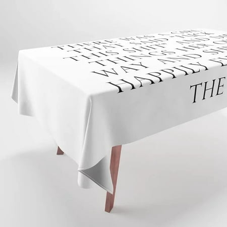 

ISee-77 NUER White Alphabet Pattern Printed Tablecloth Home Decor Rectangular Party Tablecloth Stain Resistant Tablecloth Dust Cloth A1 140x210cm