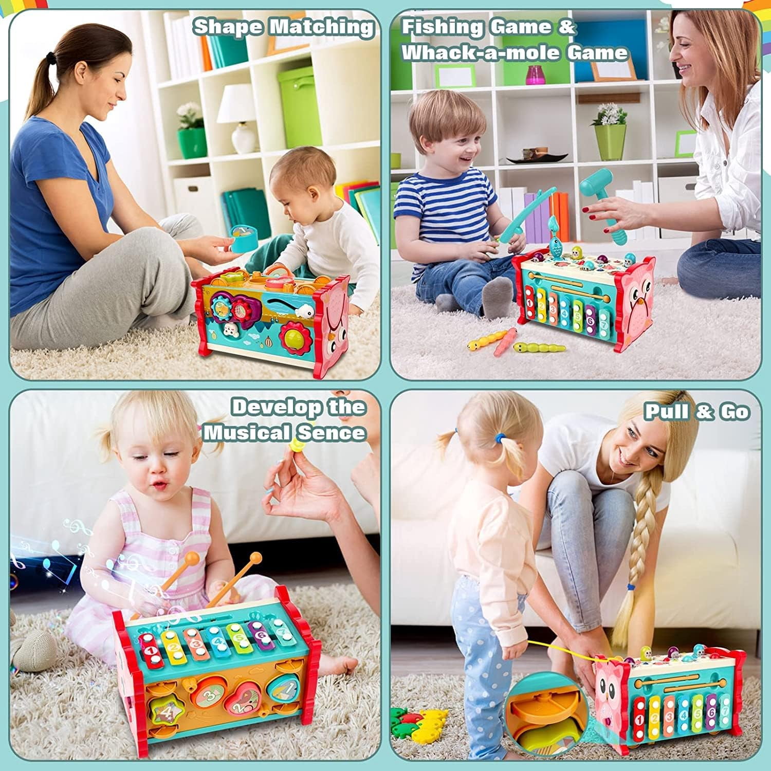 8 in 1 Montessori Learning Toys, Toddler Activity Cube Learning Toys for 1 2 3 Year Old Baby Sensory Developmental Toy, Fine Motor Skill Preschool Toddler Activities, Birthday Party Christmas Gifts