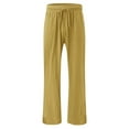 thumbnail image 4 of KALE Linen Pants Women Palazzo for Casual Womens Cotton Loose Comfy Work With Pockets Elastic High Waist Paper Bag Drawstring Baggy Pants Yellow, 4 of 6
