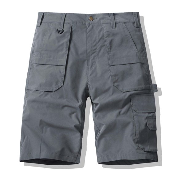 M-5X Plus Size Cargo Shorts for Men with Multi-Pockets Big & Tall Straight Leg Mid Waisted Relaxed Solid Color Hiking Work Tactical-Short