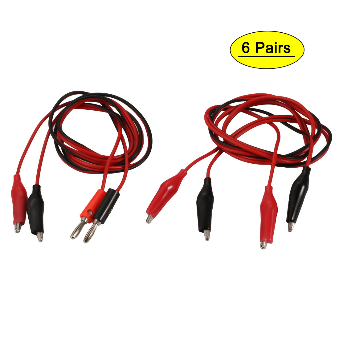 6 Pairs Alligator to Banana Connector Cable Jumper Wire Test Leads 1m