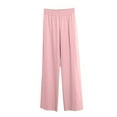 thumbnail image 6 of lmcalzta Womens Wide Leg Pants Drawstring Elastic Waisted Loose Casual Solid Color Knitted Trousers with Pockets, 6 of 6