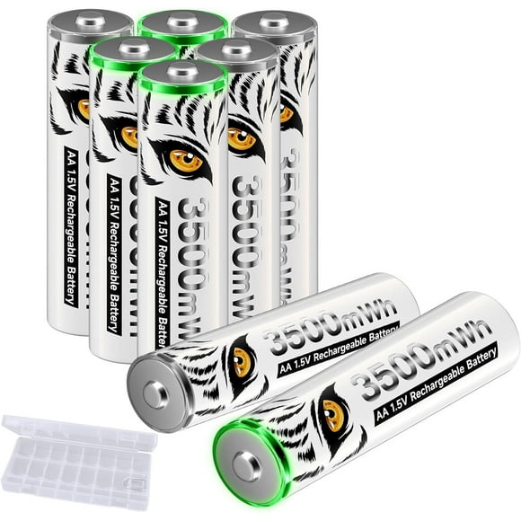 AIR-Rechargeable Batteries AA 8 Pack,3500mWh 1.5V High-Capacity Rechargeable Lithium AA Batteries for Blink Camera,Household and Business Devices