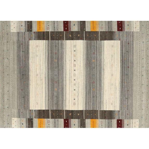 Ahgly Company Indoor Rectangle Contemporary Army Brown Abstract Area Rugs, 2' x 4'