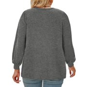 Plus Size Tunic Tops for Women Casual Cute Oversized Tees Chic Long Sleeve Shirts Dark Gray XL