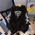 thumbnail image 2 of Men Women Gothic Hoodie Y2K Aesthetic Graphic Oversized Pullover Hooded Sweatshirt Hip Hop Grunge Alt Streetwear, 2 of 5