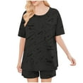 thumbnail image 4 of Abomasnow Lounge Sets for Women Casual Short Sleeve Crew Neck T-Shirts and Elastic Waist Shorts 2 Piece Pajama Outfits with Pocket, 4 of 6