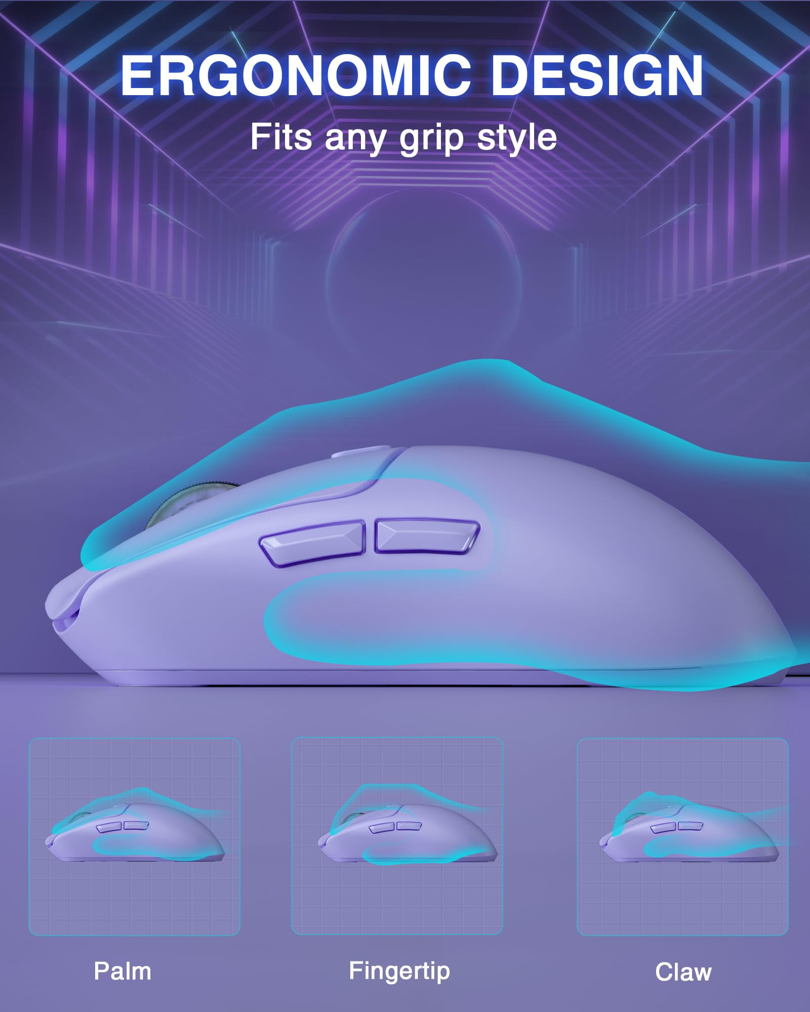 Sc580x Wireless Gaming Mouse  Tri-mode 2.4g/bt5.0/usb-c Mice With 12000 Dpi 6 Buttons Rechargeable Computer For Laptop/pc/mac/tablet
