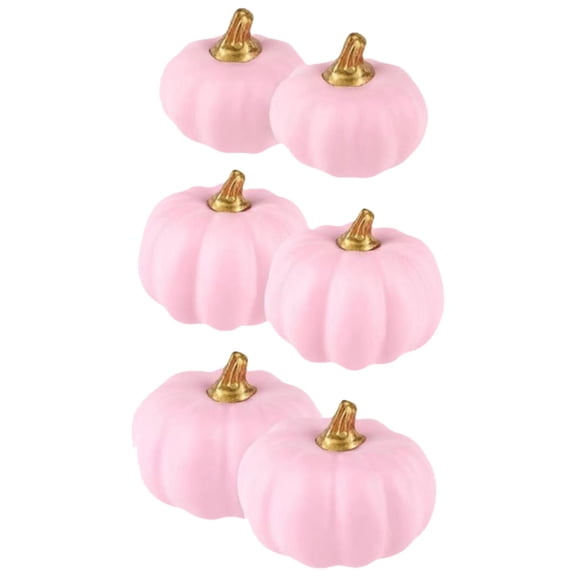 Clearance Under $2.4! 6PACK Pink Artificial Pumpkins, Assorted Fall Decor for Halloween & Thanksgiving Table, Plastic, (One Size, B)