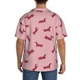 thumbnail image 3 of Uemuo Dachshund Dog Puppy Pattern Cotton Linen Short Sleeve Shirts,Casual Lightweight Button Down Shirts,Vacation Beach Summer Tops-, 3 of 7