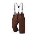 thumbnail image 3 of Hiijoy Toddler Boys Outfits Long Sleeve Striped Dress Shirt Suspender Pants Suit, Sizes 3-4T, 3 of 8