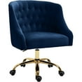 thumbnail image 3 of Pemberly Row Velvet Swivel Adjustable Office Chair in Soft Navy/Rich Gold, 3 of 6