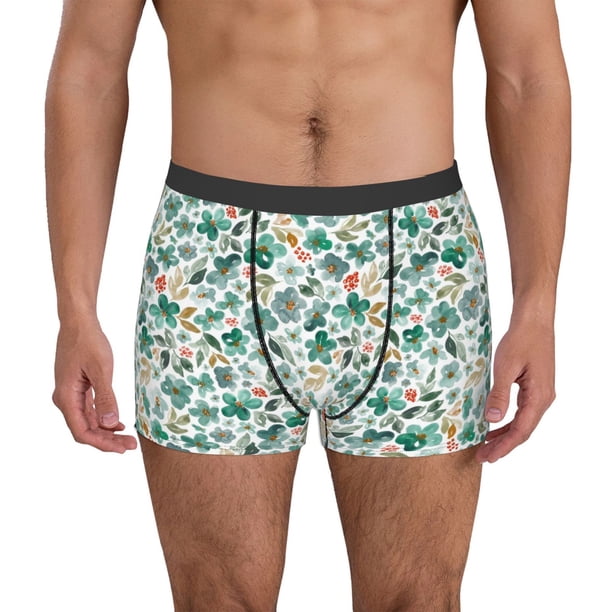 Fotbe Floral In Teal Calzoncillos Tipo Boxer con Bolsa de Soporte Total para Hombre, X-Temp Fresco, Transpirable y de Secado Rápido-XX-Large