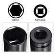 thumbnail image 3 of Uxcell 1/2" Drive 32mm Deep 6-Point Impact Socket 8" Length and 1/4" Hex Shank Adapter, 3 of 5
