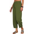 thumbnail image 3 of Blotona Women's Casual Cotton Linen  Wide Leg Long Straight Leg Elastic High Waist Ankle Length Pants Baggy Trousers with Pocket, 3 of 5