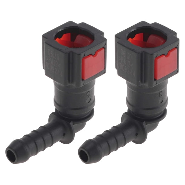 Conector rápido de línea de combustible de 15/64" Unique Bargains ID para conector macho SAE de 1/4" hembra a barbado adaptador rápido de 90 grados accesorios de sellado plástico negro rojo