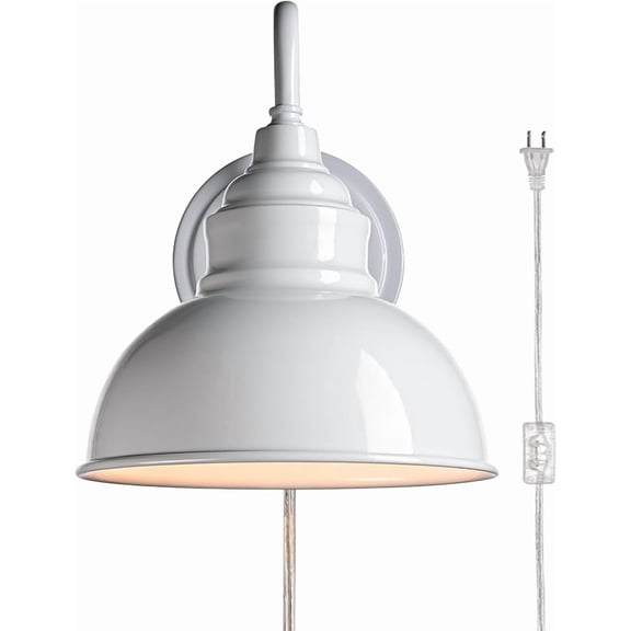 Bright White Modern Wall Light Fixture Plug-in Wall Sconce 7-inch Gooseneck Wall lamp for Bedroom Living Room Porch Entryway Garage
