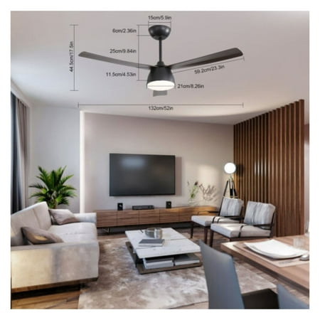 

‎Studyli 52 Inch Outdoor Patio Ceiling Fans Adjustable 22W LED Lights Home Decor 110-120V