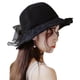 thumbnail image 1 of Guardurnaity Sombrero de paja con lazo, tejido ahuecado hecho a mano, cinta parasol para mujer, accesorios de verano Sombreros Negro, 1 of 6