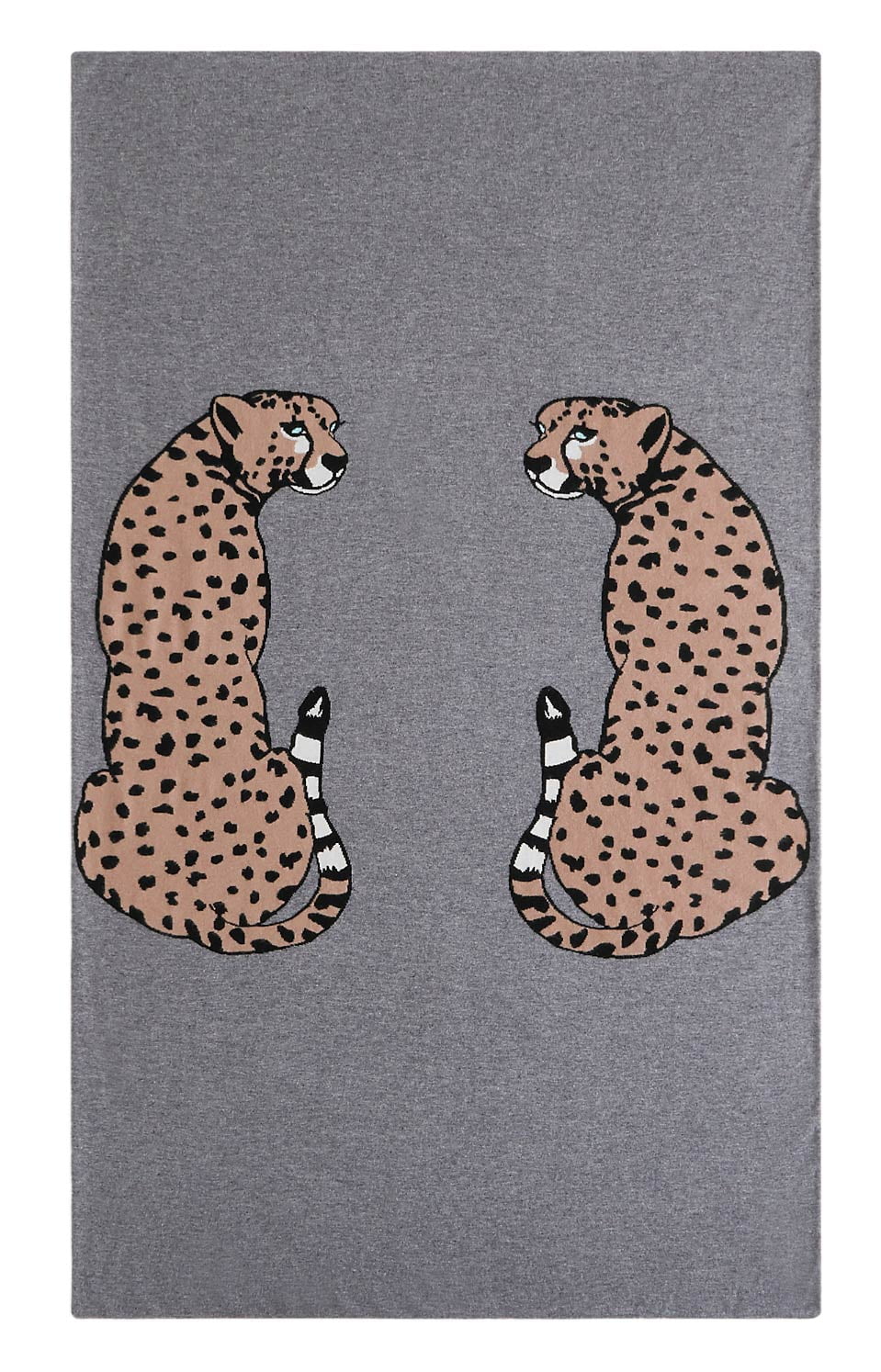 Aqua Home Wool & Cashmere Cheetah Throw Blanket Grey