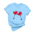 thumbnail image 4 of Diufon Hauts de la Saint-Valentin pour Femmes Décontracté Manches Courtes Col Rond Pull Chemise Imprimé Graphique Mignon Tendance, 4 of 5