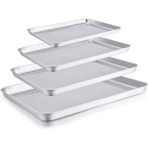 Baking Sheet Set of 4 Stainless Steel Baking Pan Cookie Sheet