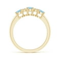 thumbnail image 2 of ANGARA Natural Oval Three Stone Aquamarine Engagement Ring with Diamonds in 14K Yellow Gold for Women (Size-6x4mm) | March Birthstone, Anniversary, Jewelry Gift for Women | Natural Aquamarine Ring, 2 of 9