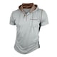 thumbnail image 2 of Ceisia Men's Slim Fit Contrast Hooded Henley Short Sleeve Shirt with Chest Pocket Gifts, 2 of 6