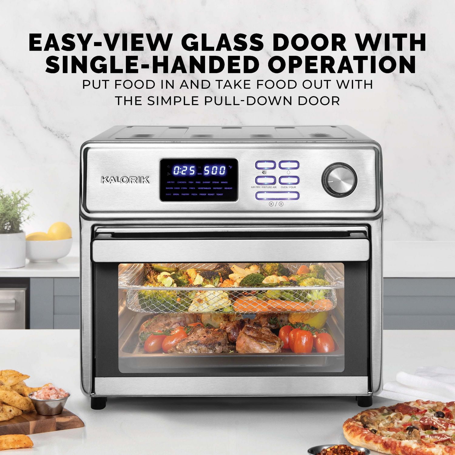Kalorik MAXX® Friteuse à Air à Porte Unique de 26 Qt avec 21 préréglages, température de saisie de 500F et 5 accessoires (AFK26SD5SS43)