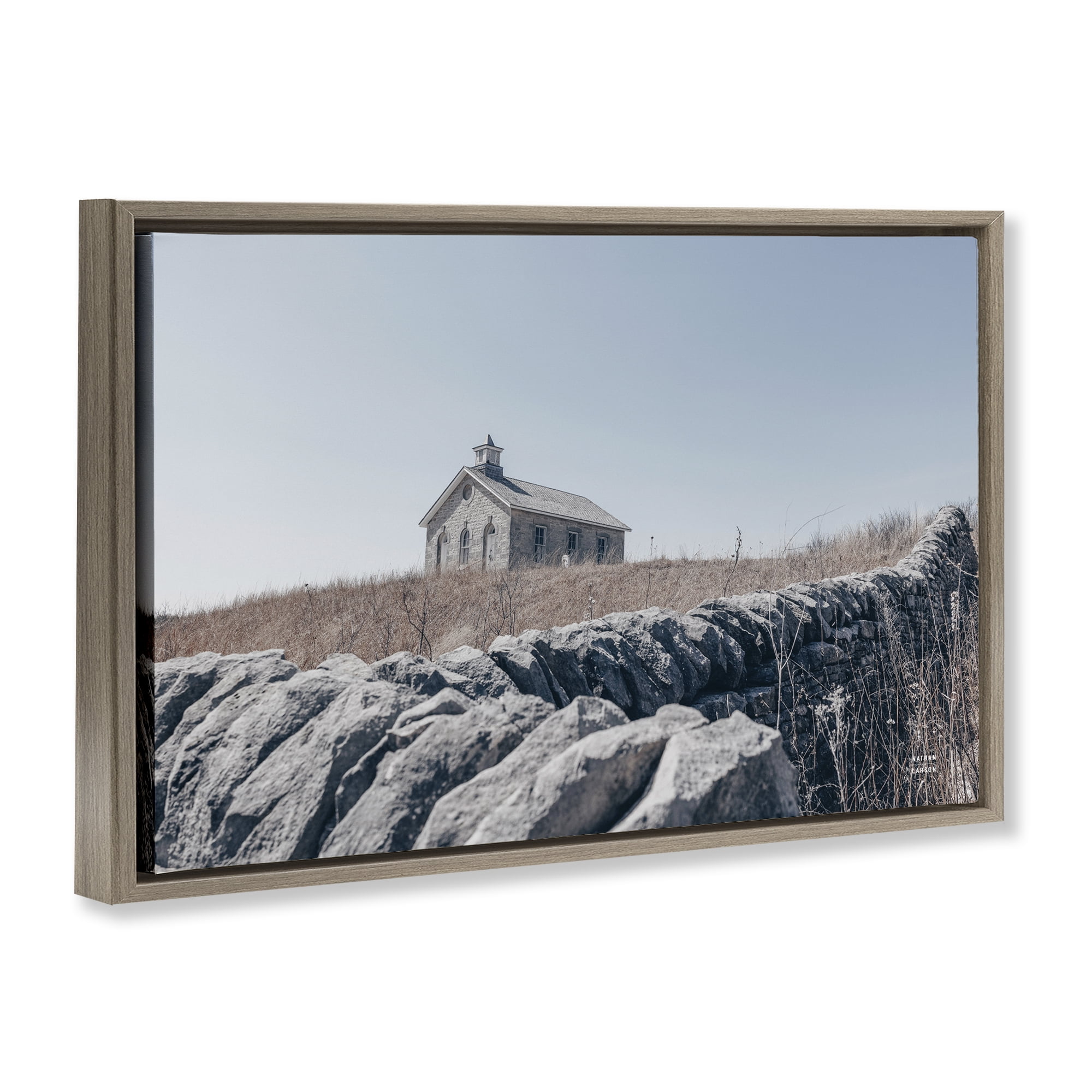 Stupell Industries One Room Schoolhouse Brown Framed Floater Canvas Wall Art, design by Nathan Larson