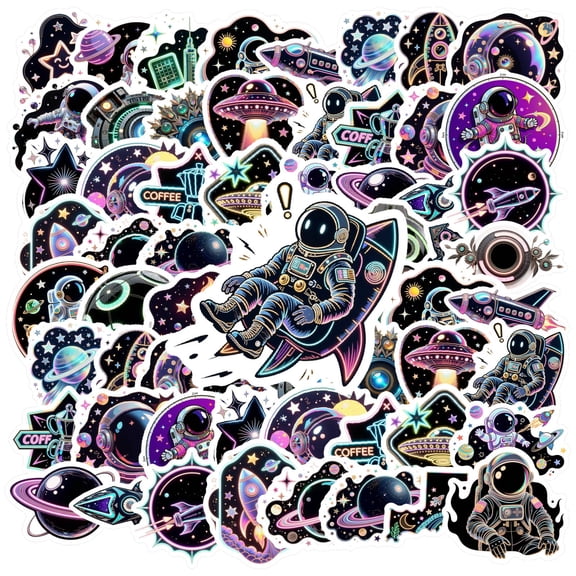 35pcs-50pcs PVC Stickers Space Astronaut Animal Stickers DIY Stickers for Notebook Suitcase Phone