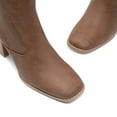 thumbnail image 5 of BURUDANI Women's Ankle Boots low Heel Side Zip Chunky Booties Brown-Pu Size 8, 5 of 6