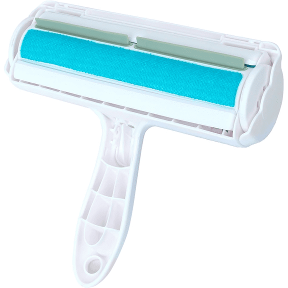 White Reusable Pet Hair Remover Roller, Washable Electrostatic Lint Remover with One-Click Fur Collection, 7.68 Inch Double-Sided Hair Removal Tool for Clothes, Sofa, Bed Sheet & Carpet