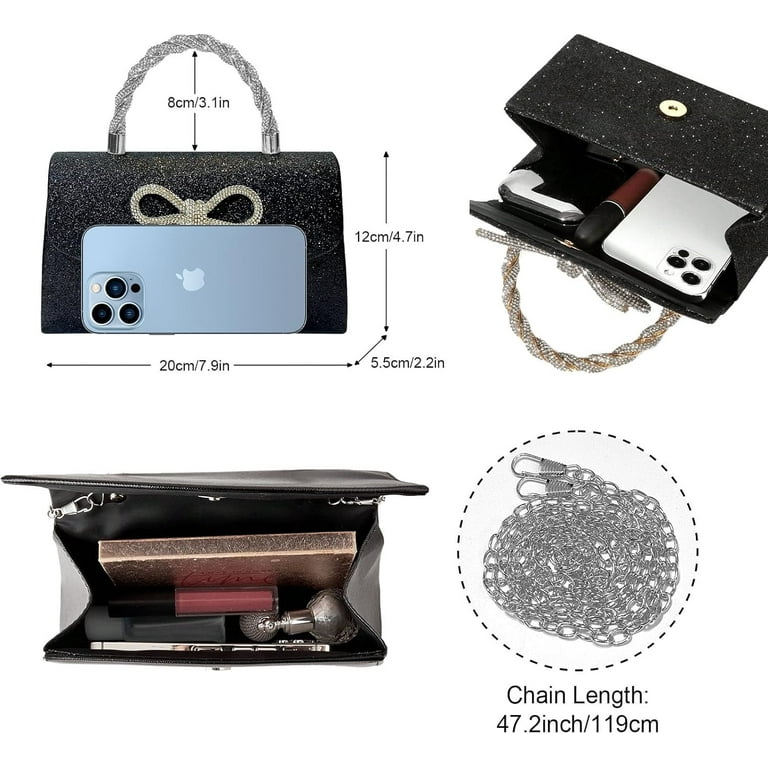 Women Evening Bag Sparkly Bow Clutch Purses Wedding Glitter  display picture 3
