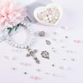 thumbnail image 4 of 395 Pcs Stone Beads Bracelet Making Kit Round Gemstone Rose Quartz Set Electroplate Glass Strands Tibetan Crucifix Pendants, 4 of 6