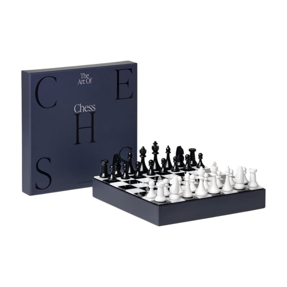 Printworks Art of Chess – Black & White Wooden Chess Set with Acrylic Board – Stylish Coffee Table Game for Adults & Families – Multilingual In
