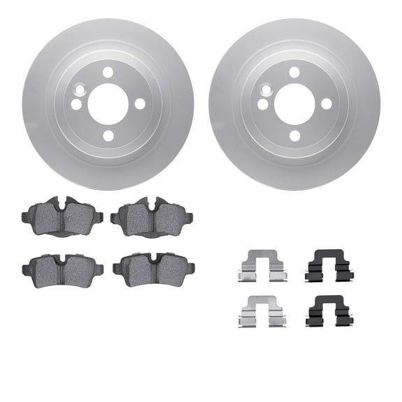 Dynamic Friction Company Rear Geospec Brake Rotors with 5000 Euro Ceramic Brake Pads includes Hardware 4612-32008