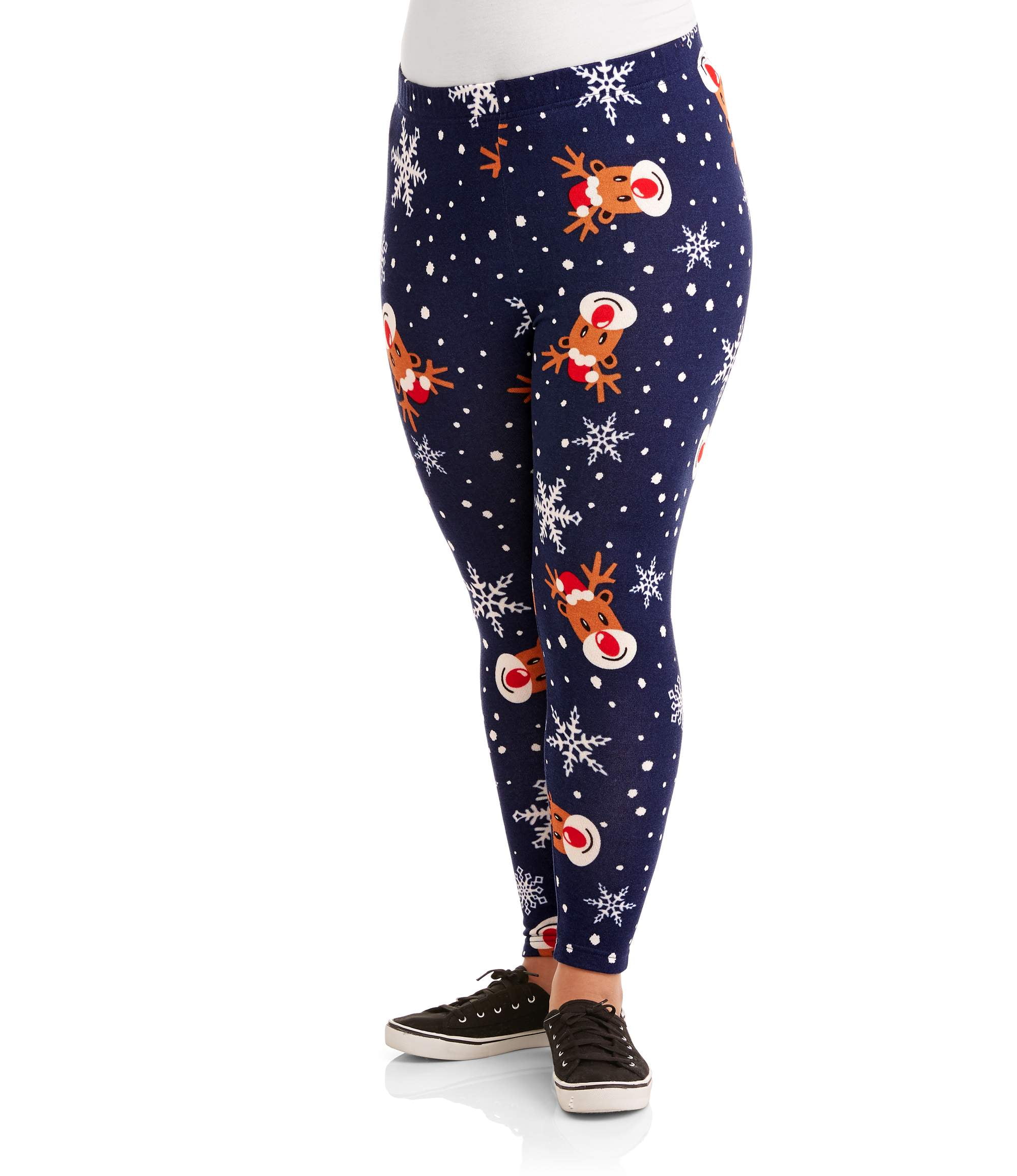 Faded Glory Women's Plus Fleece Lined Holiday Printed Legging 2 Pack