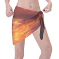 thumbnail image 2 of Bingfone Sunset River Western Cowboy Women's Sarong Swimsuit Cover Ups Bathing Suit Coverups Chiffon Beach Wrap Skirts, 2 of 6