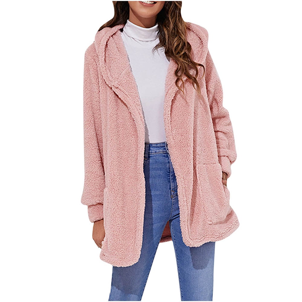 pink short teddy coat