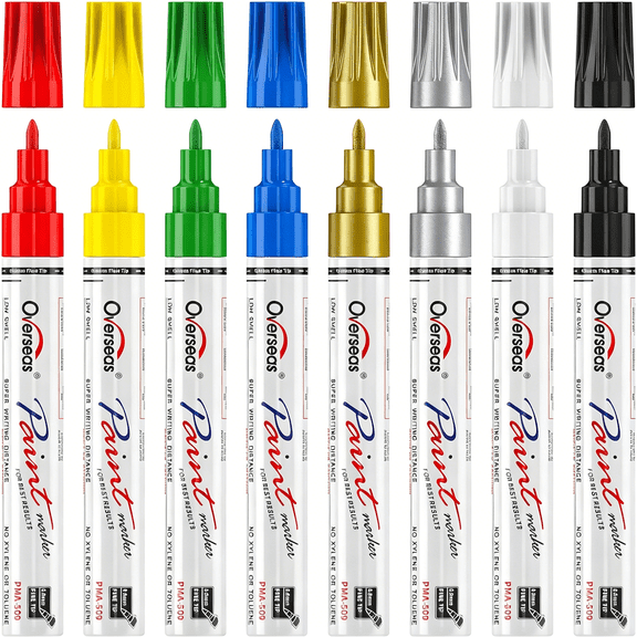 CCOCC 8 Colors Oil-Based Paint Marker Pens, 0.9mm Fine Tip Permanent Markers, Quick Dry Waterproof Paint Pens for Metal, Wood, Rock, Glass, Plastic, Ceramics, DIY Crafts