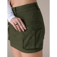 thumbnail image 6 of DARING DIVA Women's Denim Skirt Cargo Pockets Button Mini Jeans Skirts M Army Green, 6 of 7