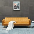 thumbnail image 2 of Tcbosik Velvet Upholstered Convertible Futon Sofa Bed with Adjustable Back for Living Room, Bedroom, Ginger, 2 of 9