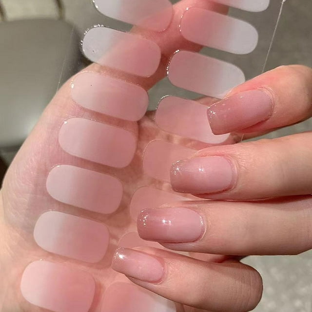 Semi-Cured Gel Nail Wraps Sticker Color Full Cover Nail Extension Strip Long-Lasting Patch Gel